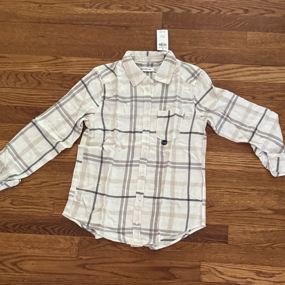 Abercrombie & Fitch Cream and Gray Checkered Shirt